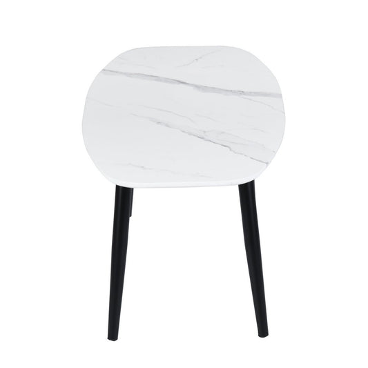43" White and Black Faux Marble And Steel Coffee Table HomeRoots