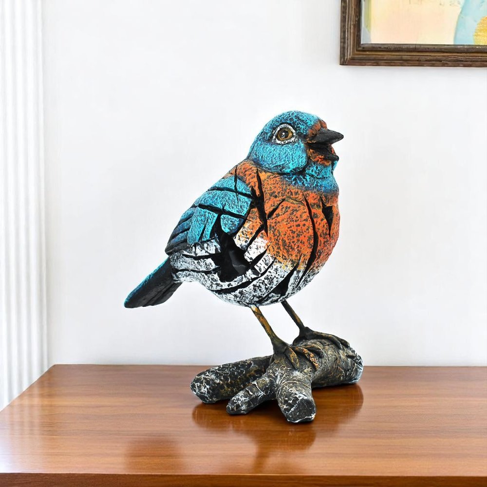 5" Blue Orange And White Resin Bird Tabletop Sculpture HomeRoots