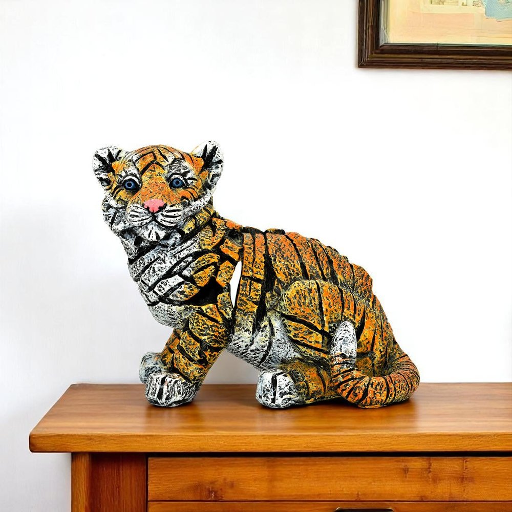 5" Orange White And Black Resin Tiger Tabletop Sculpture HomeRoots