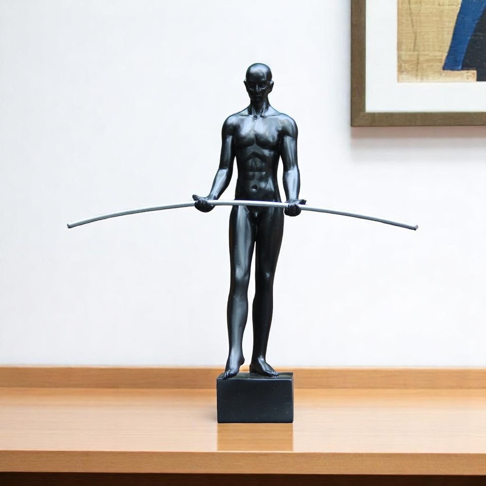 8" Black Resin Man Tabletop Sculpture HomeRoots