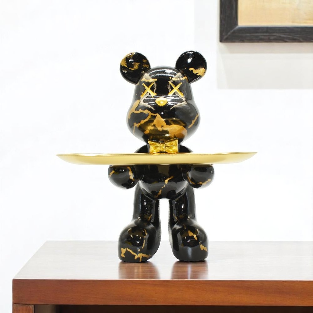 8" Black And Gold Resin Tabletop Sculpture HomeRoots