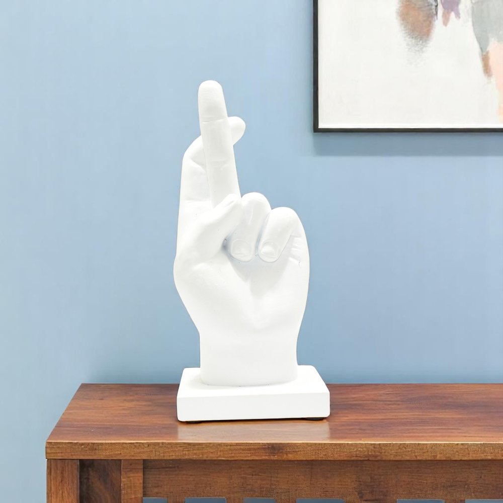 6" White Resin Hand Tabletop Sculpture HomeRoots