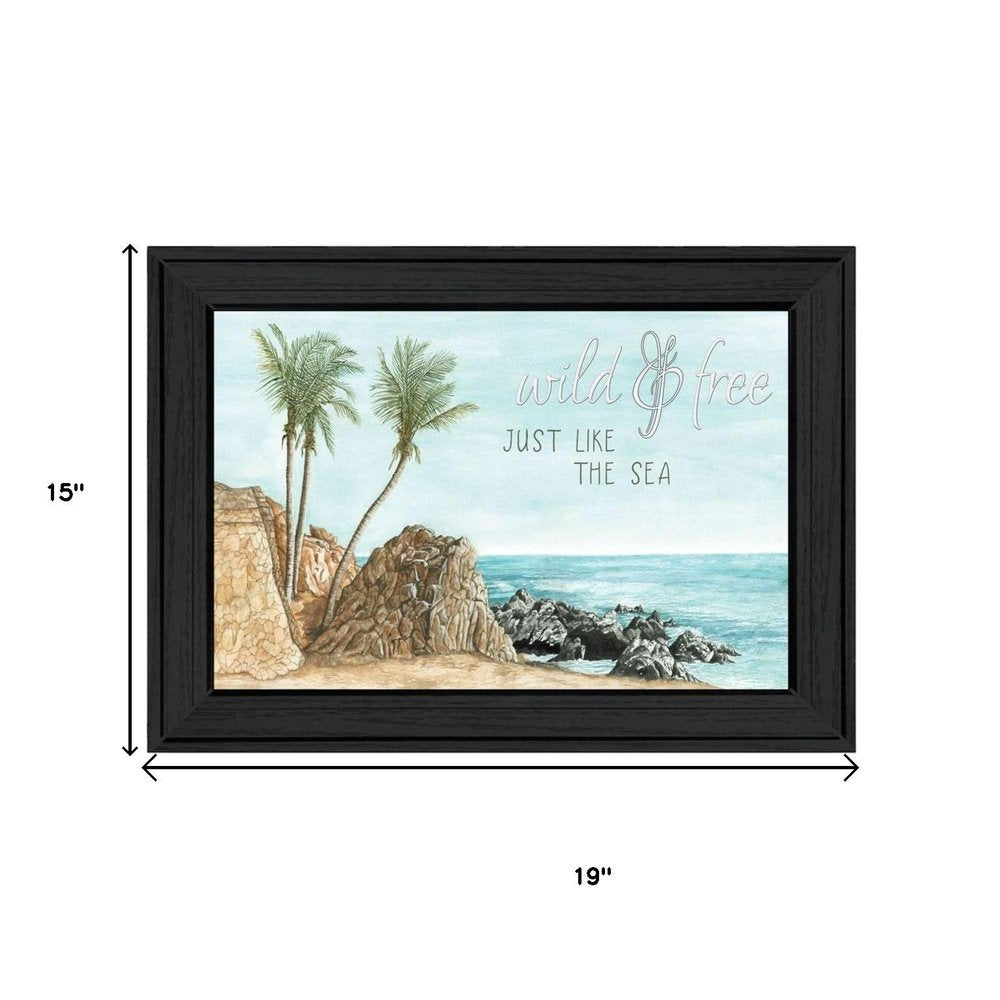 Set Of Two "Wild and Free" In the Ocean Breeze! Black Framed Wall Art HomeRoots