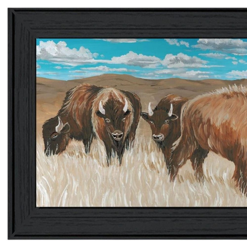 Set Of Two "The Boss of the Bison Herd" Black Framed Wall Art HomeRoots