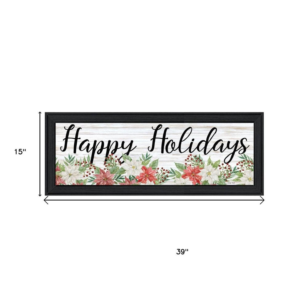 Set Of Two Merry and Bright Holiday Black Framed Wall Art HomeRoots