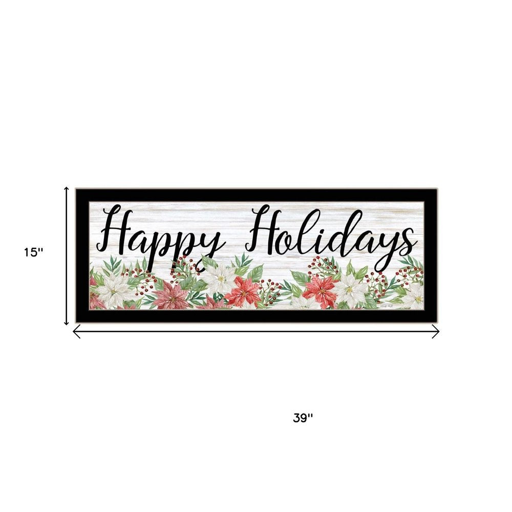 Set Of Two Merry and Bright Holiday Black Framed Wall Art HomeRoots