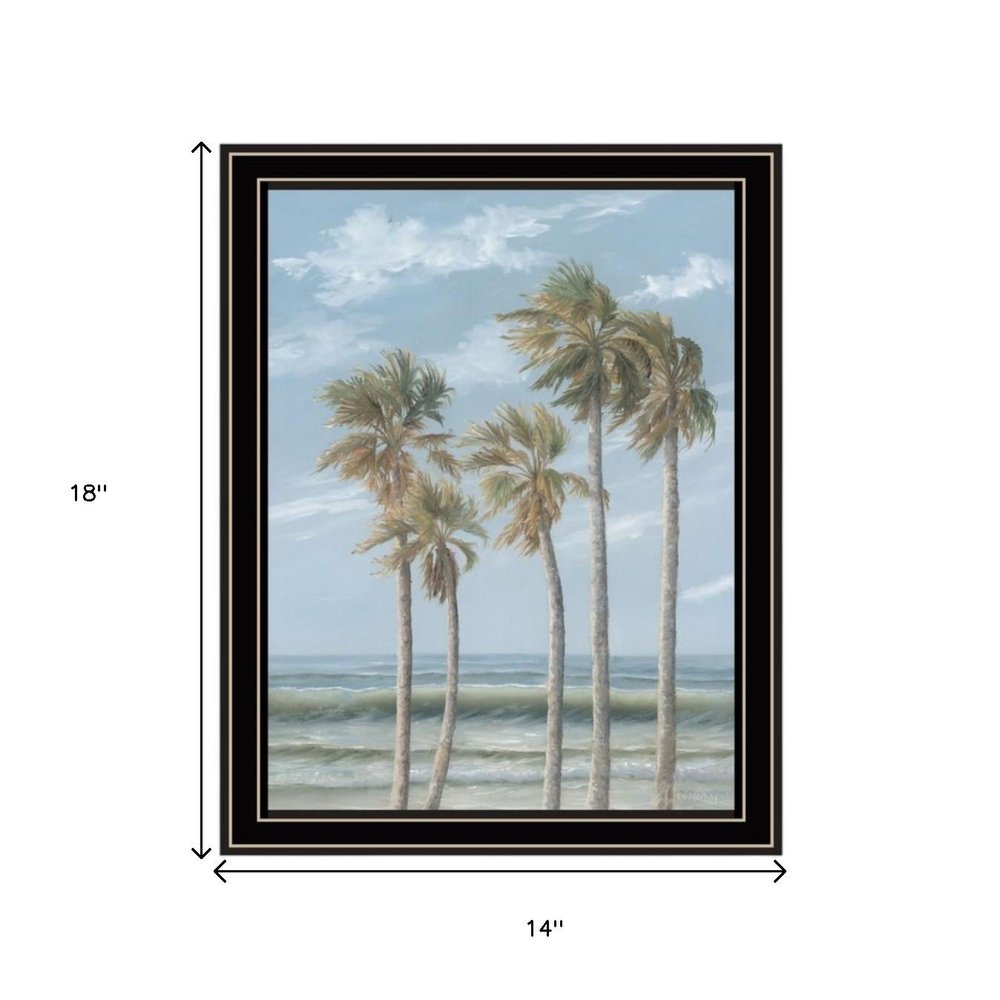 Set Of Two Winds Of The Ocean Blowing Palm Trees Black Framed Wall Art HomeRoots