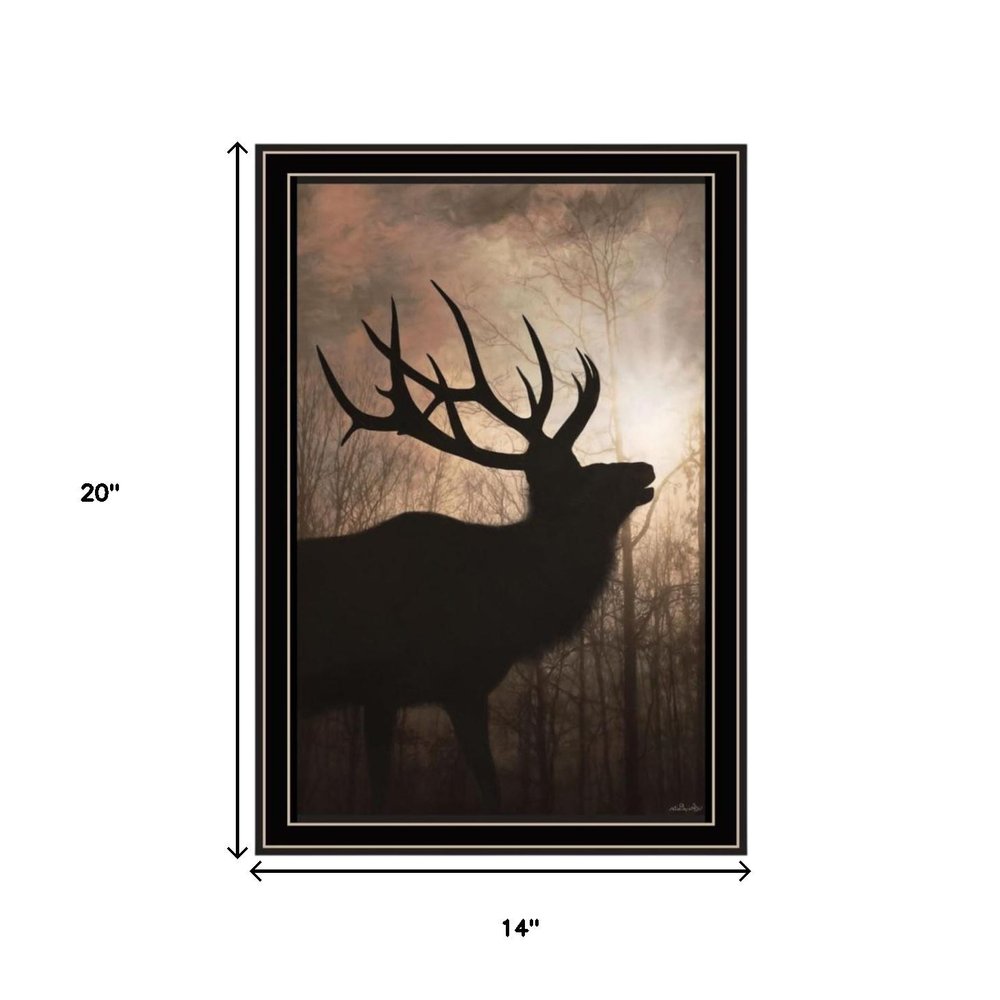 Set Of Two Elk at Sunrise Black Framed Wall Art