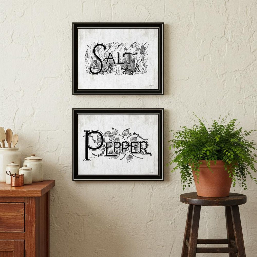 Set Of Two This Kitchen is Seasoned With Love Black Framed Kitchen Wall Art