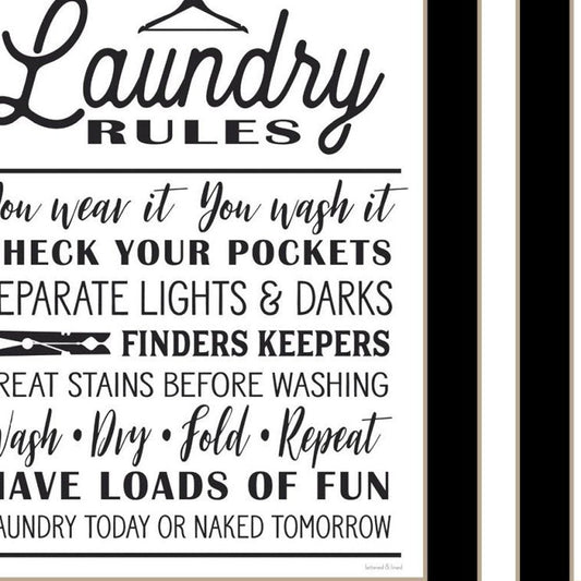 Set Of Two Laundry Rules And Schedules Black Framed Laundry Wall Art