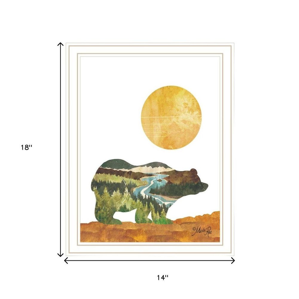 Set Of Two Bear and Deer White Framed Wall Art