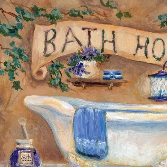 Set Of Two Lavender Bath White Framed Bathroom Wall Art
