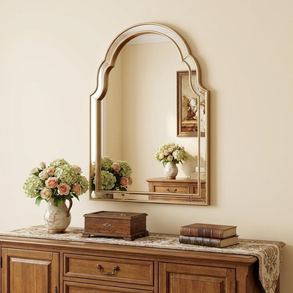 24" Gold Arch Metal Framed Accent Mirror HomeRoots