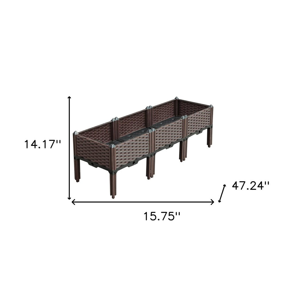 47" X 16" Dark Brown Heavy Duty Plastic Rectangular Self Watering Raised Garden Bed HomeRoots