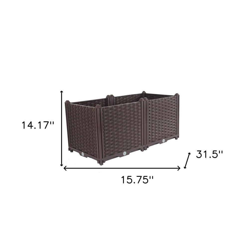 32" X 16" Dark Brown Heavy Duty Plastic Rectangular Self Watering Planter Box HomeRoots