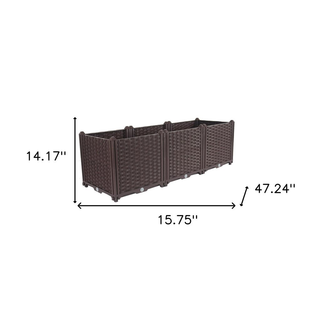 47" X 16" Dark Brown Heavy Duty Plastic Rectangular Self Watering Planter Box HomeRoots