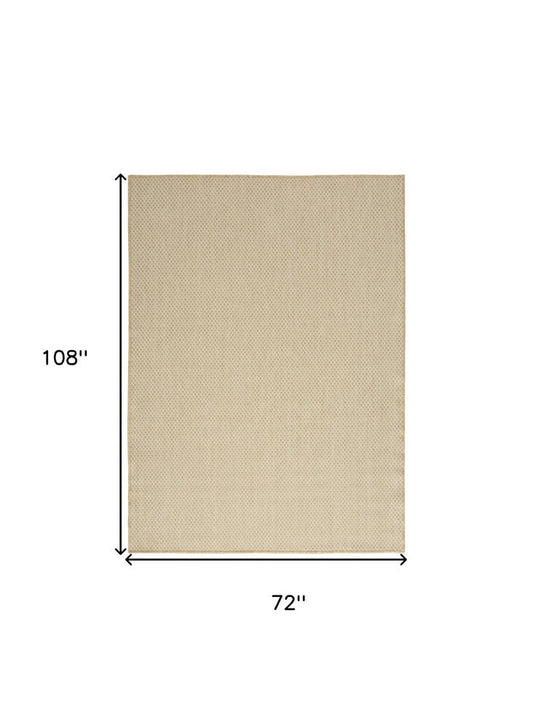 6' X 9' Natural And Ivory Geometric Indoor Outdoor Area Rug