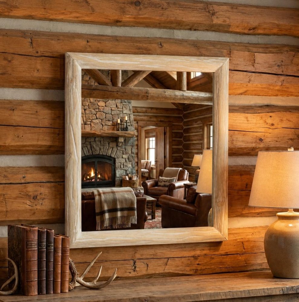 20" Natural Solid Wood Accent Mirror HomeRoots