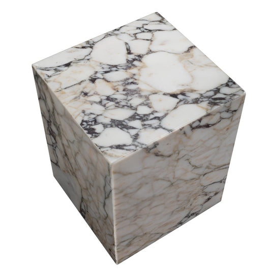 20" Ivory Marble Square Block End Table HomeRoots