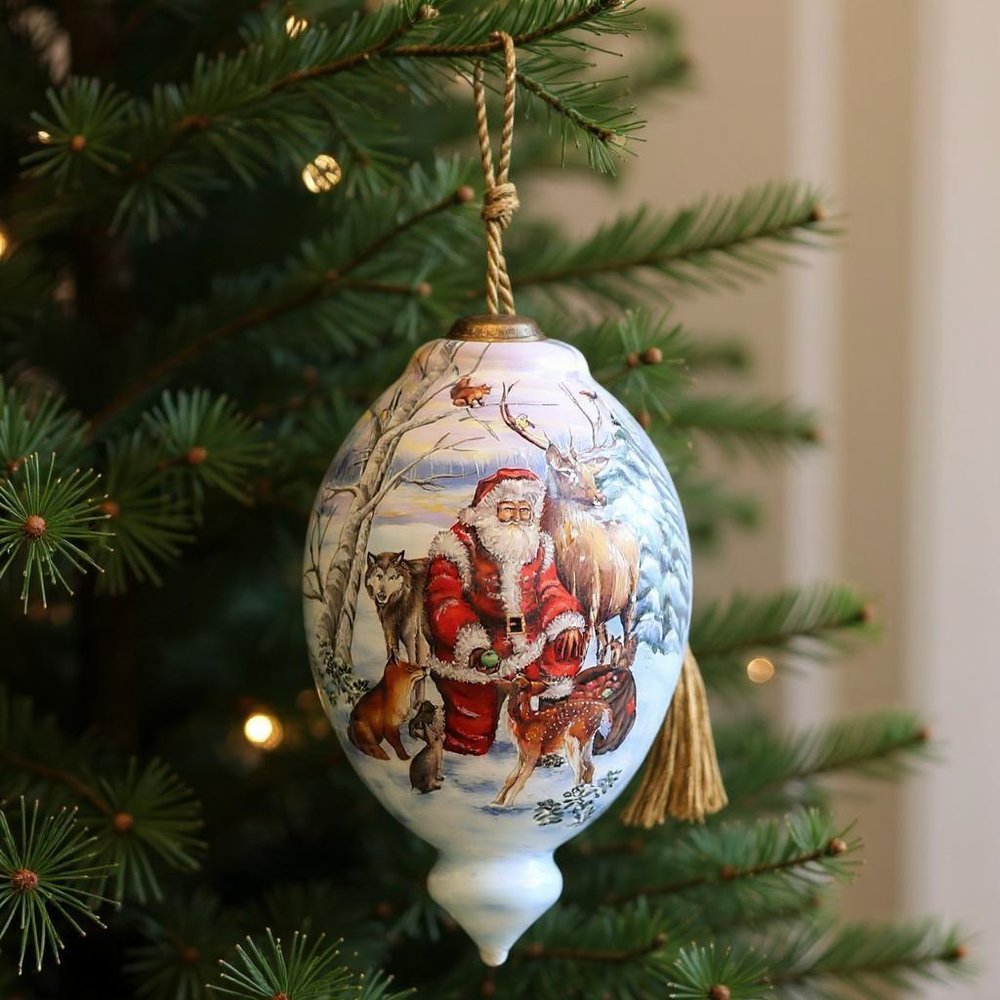 Gifts for Everyone Hand Painted White Red And Brown Glass Finial Ornament HomeRoots