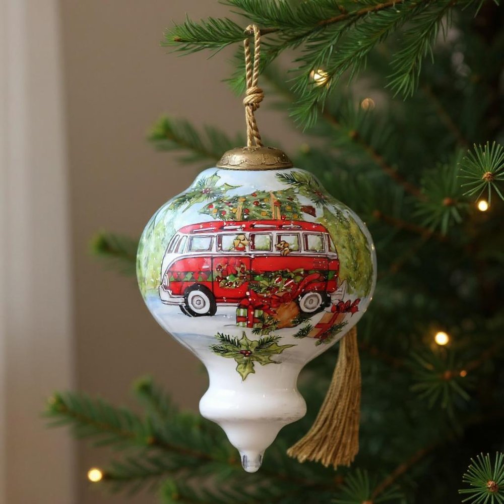 Christmas red Bu Hand Painted Red Green And White Glass Finial Ornament HomeRoots