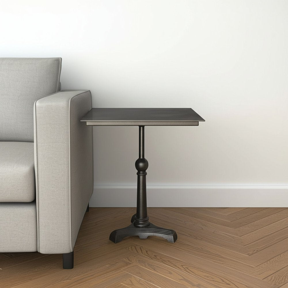 30" Brown Iron Square Pedestal End Table HomeRoots