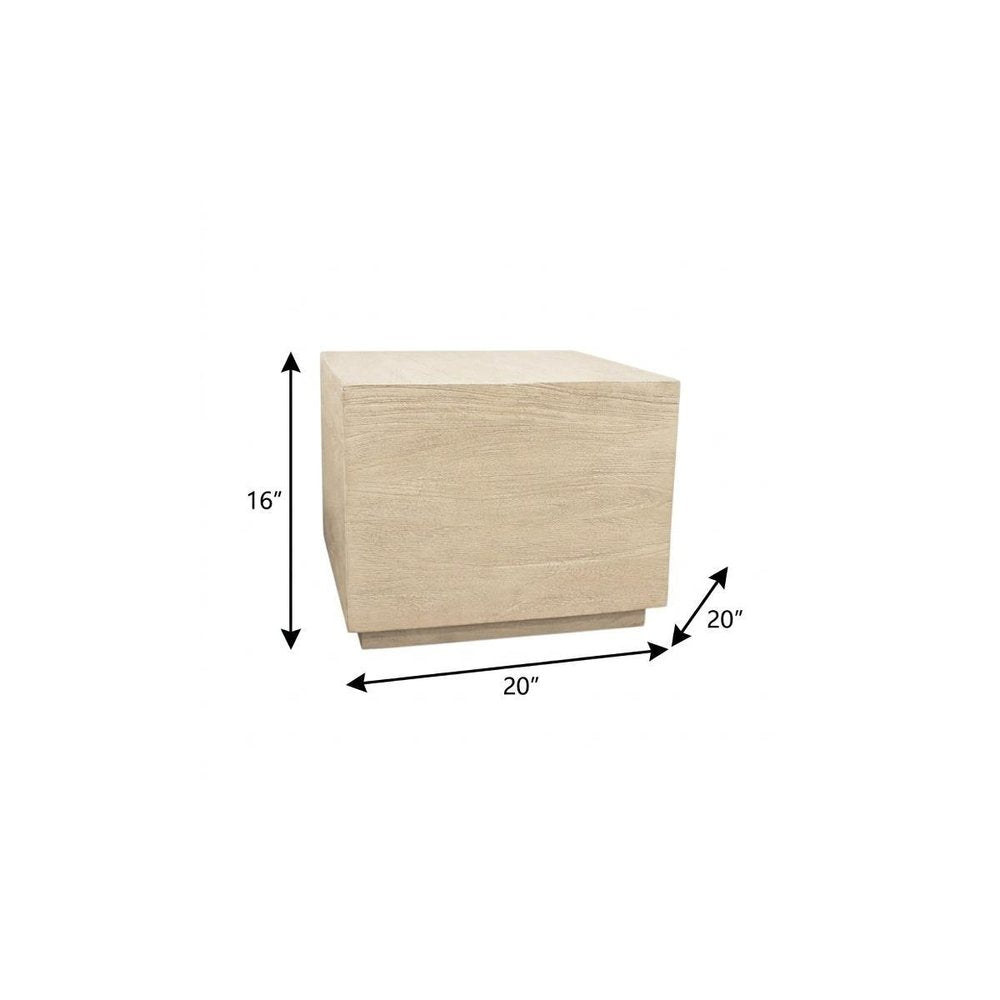 16" Natural Distressed Solid Wood Square Block End Table HomeRoots