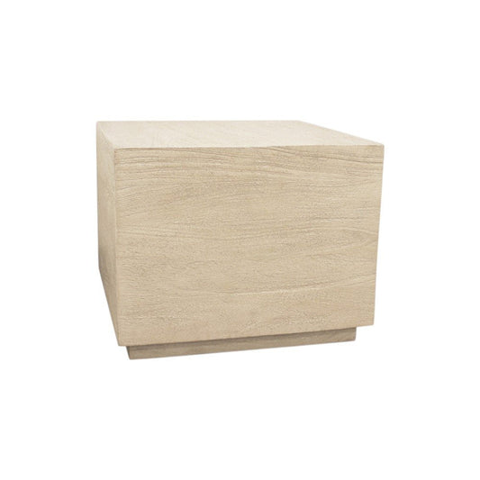 16" Natural Distressed Solid Wood Square Block End Table