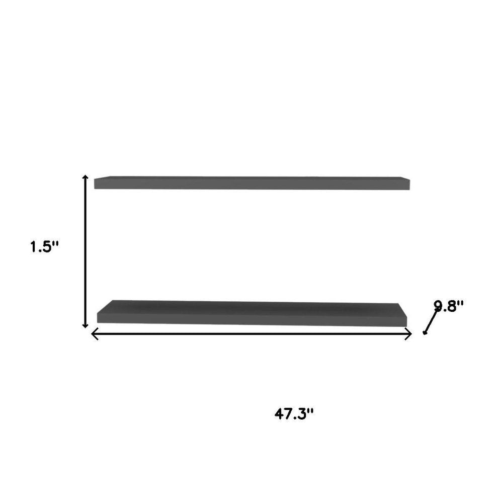 47" Set Of Two Dark Gray Wood Wall Mounted Floating Shelves HomeRoots