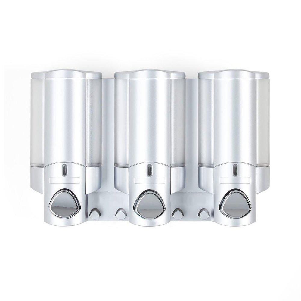 Gray Heavy Duty Plastic Three Chamber Wall Mount Soap Dispenser HomeRoots