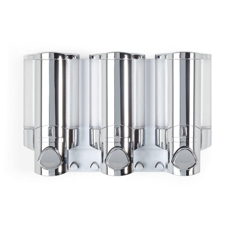 Silver Heavy Duty Plastic Three Chamber Wall Mount Soap Dispenser HomeRoots