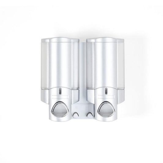Gray Heavy Duty Plastic Two Chamber Wall Mount Soap Dispenser HomeRoots