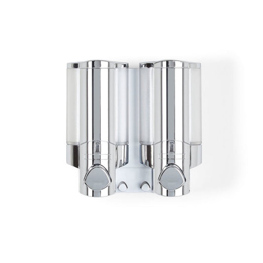 Silver Heavy Duty Plastic Two Chamber Wall Mount Soap Dispenser HomeRoots