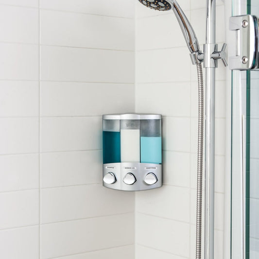 Gray Heavy Duty Plastic Three Chamber Wall Mount Soap Dispenser HomeRoots