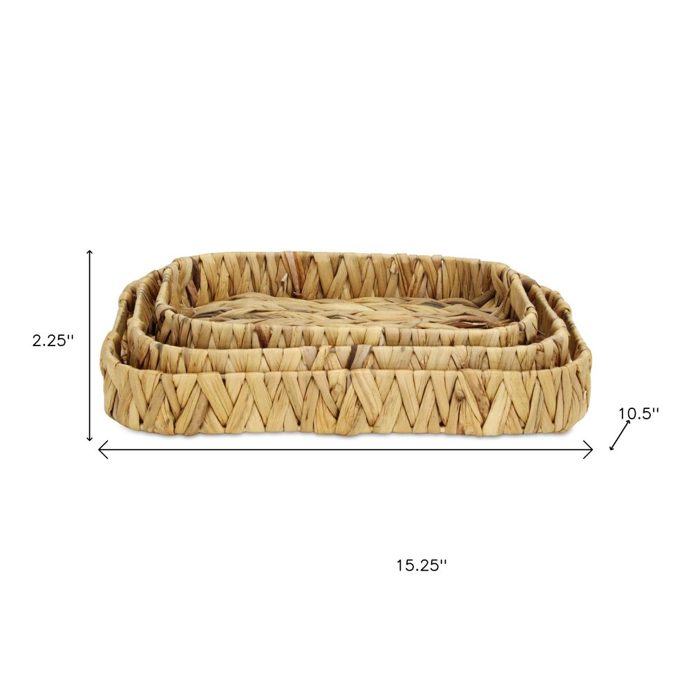 Set of Three Natural Water Hyacinth Basket HomeRoots