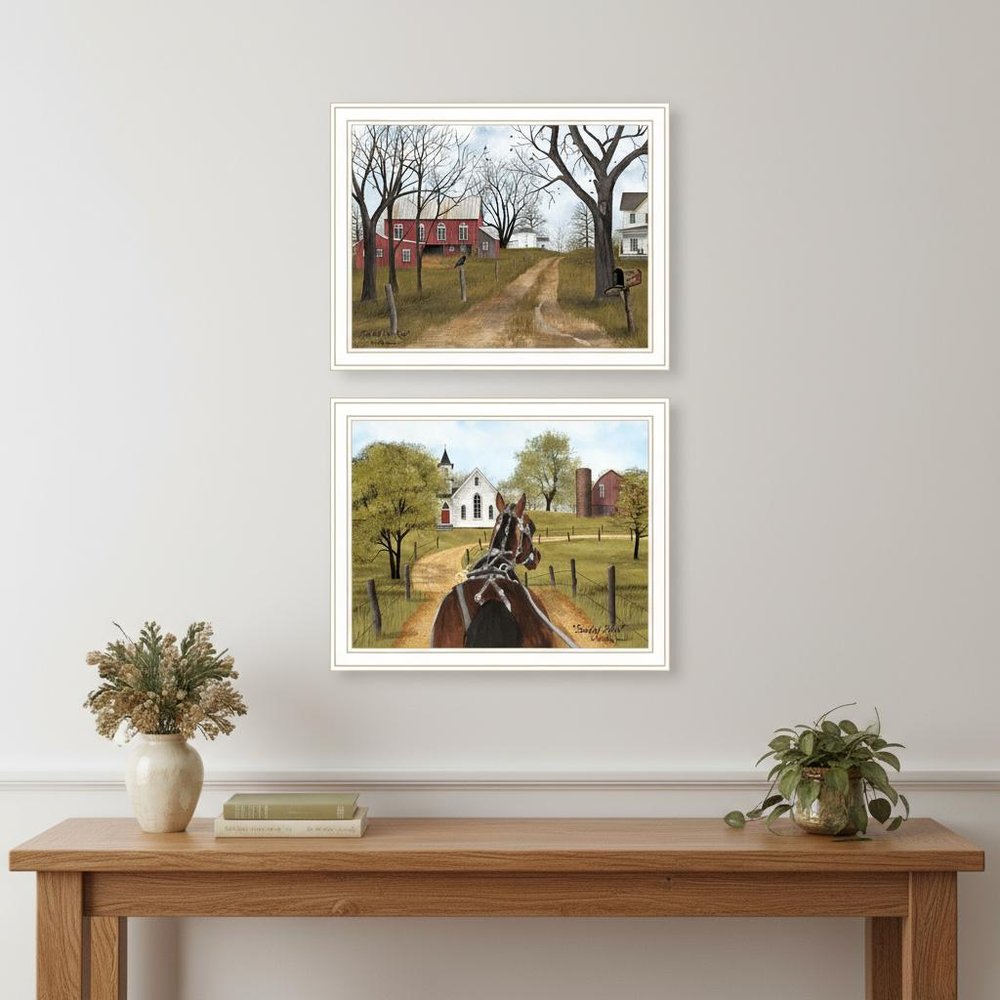 Set Of Two Sunday Drive And The Old Dirt Road White Framed Wall Art HomeRoots