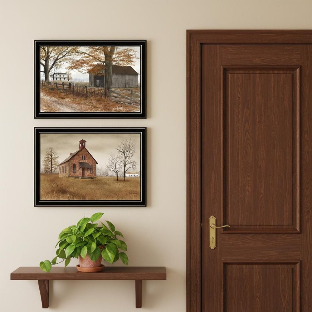 Set Of Two Old Country Road Black Framed Wall Art HomeRoots
