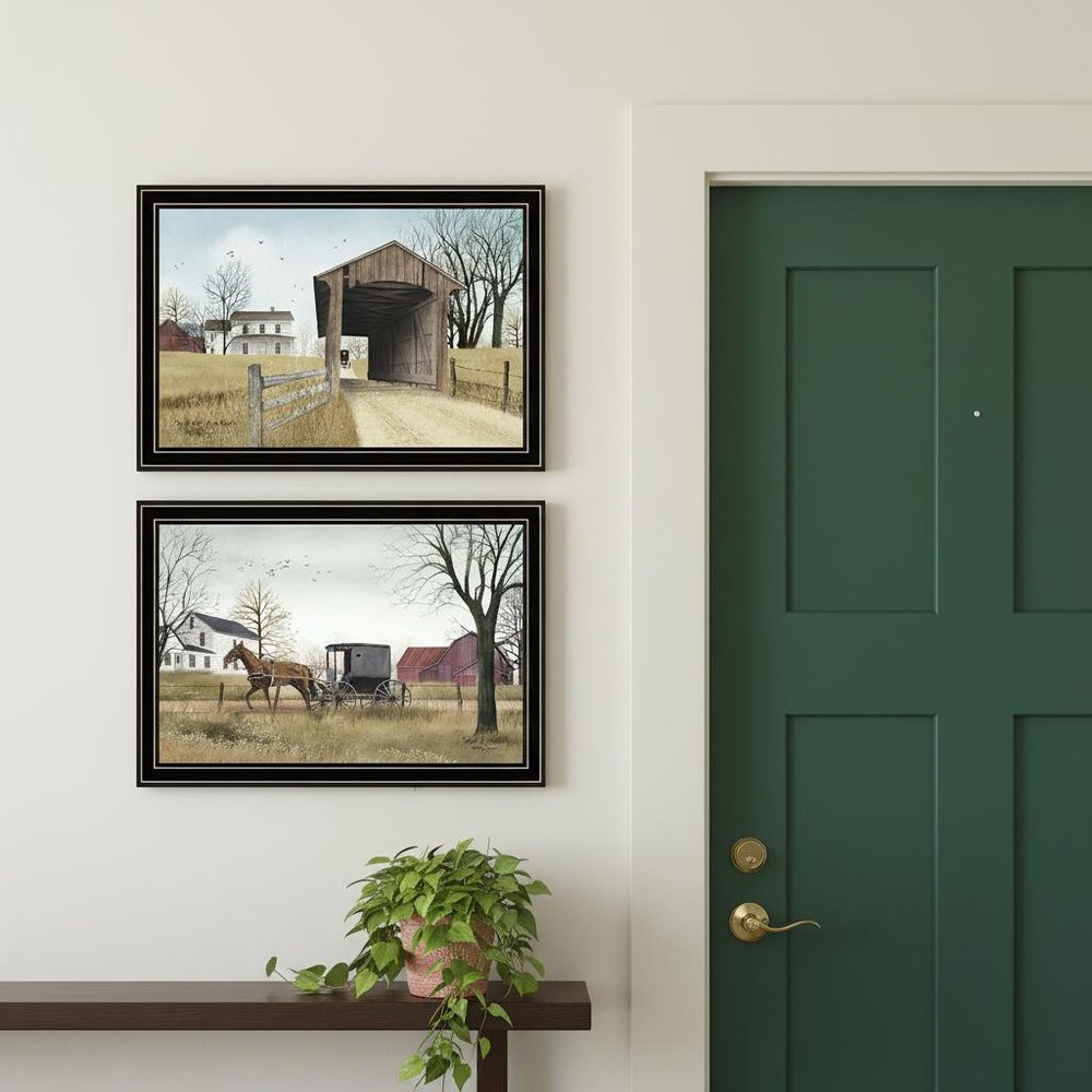 Set Of Two Going to Market Black Framed Wall Art HomeRoots