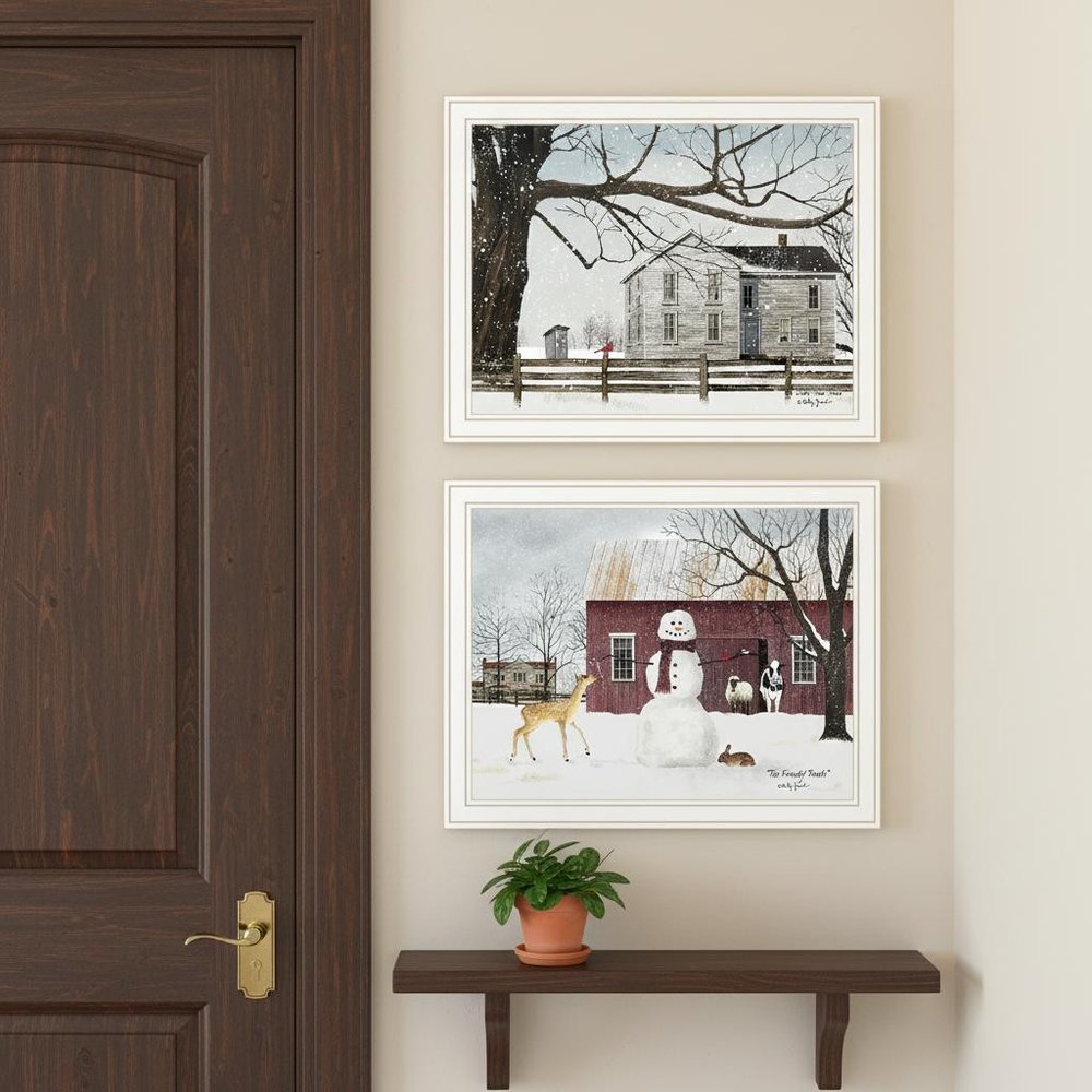 Set Of Two Life in the Countryside Winter White Framed Wall Art HomeRoots