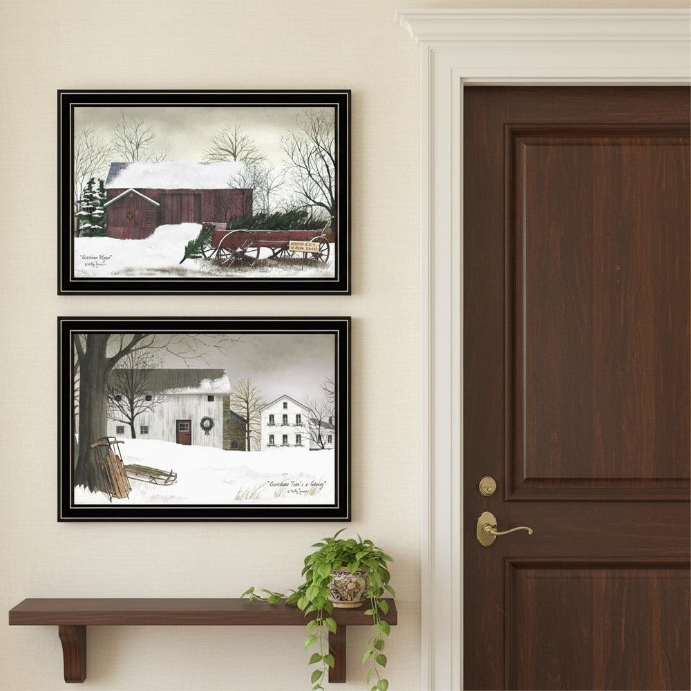 Set Of Two Christmas Time with Family Black Framed Wall Art HomeRoots