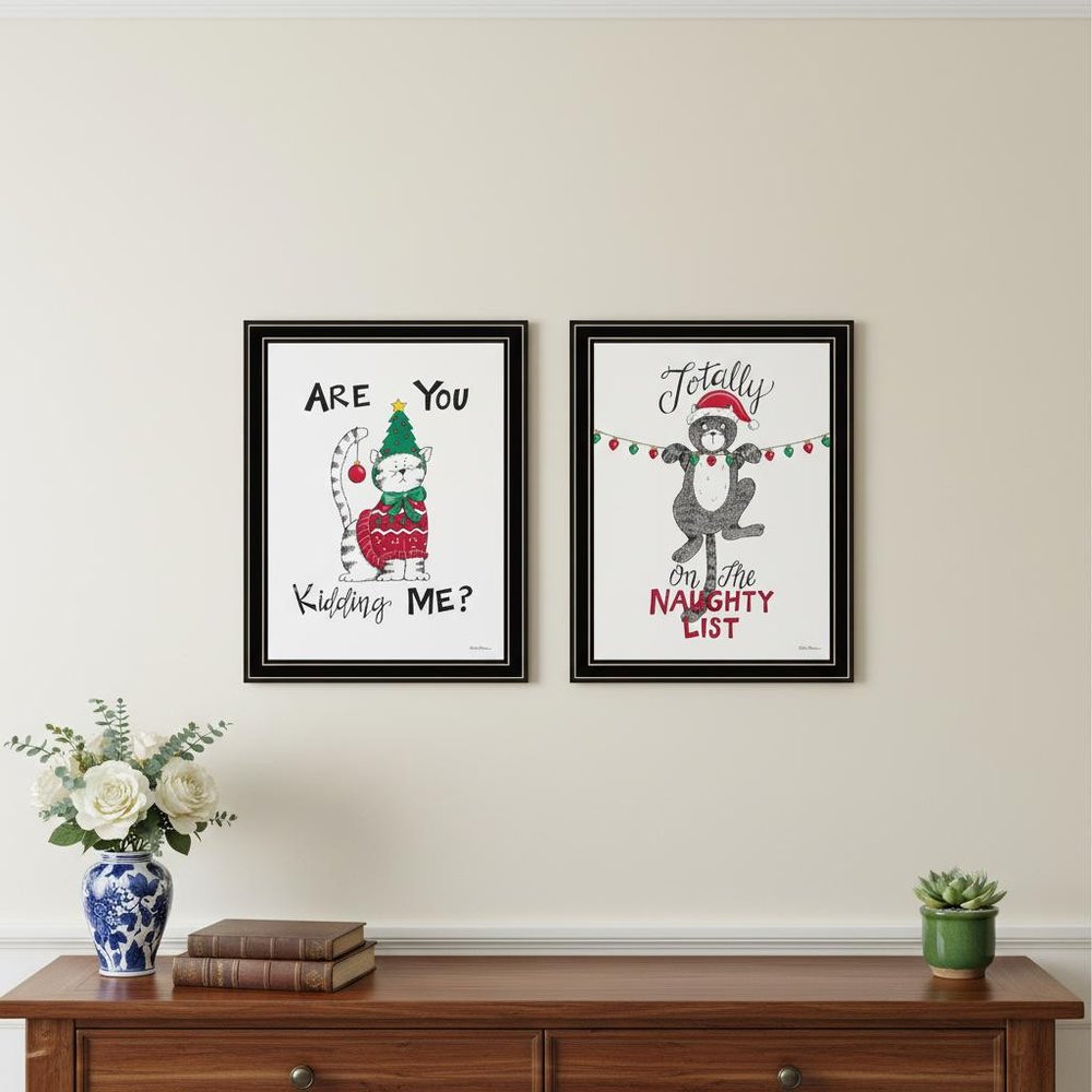 Set Of Two Are You Kidding ME? Black Framed Wall Art HomeRoots