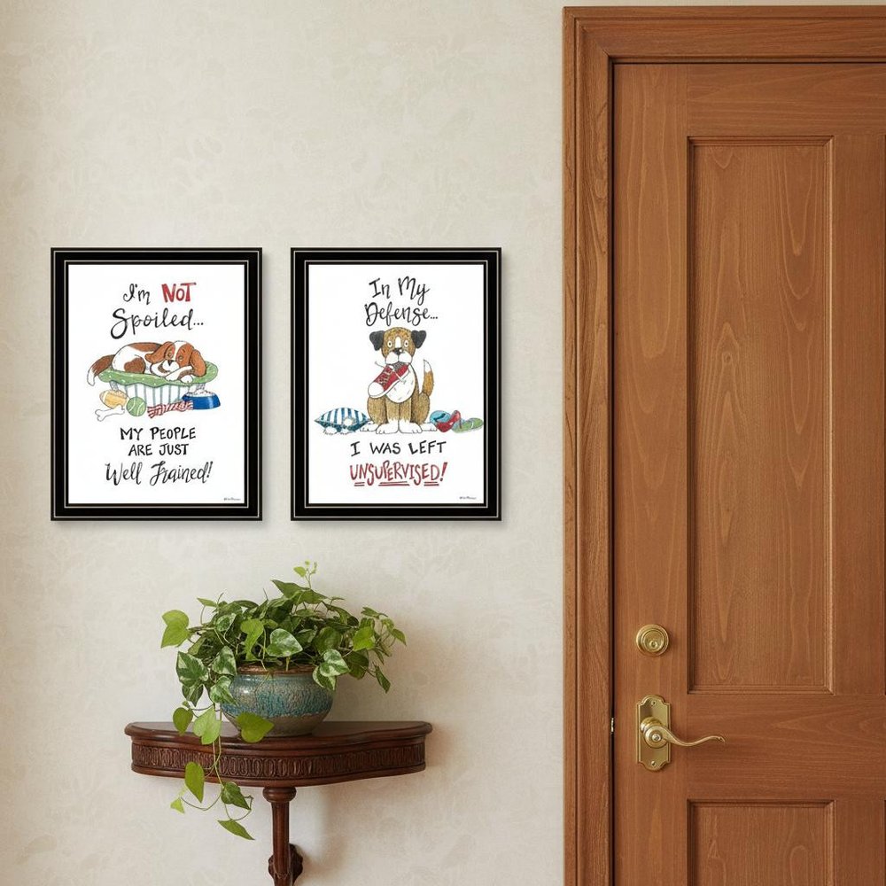 Set Of Two I was Left Unsupervised! Black Framed Wall Art HomeRoots