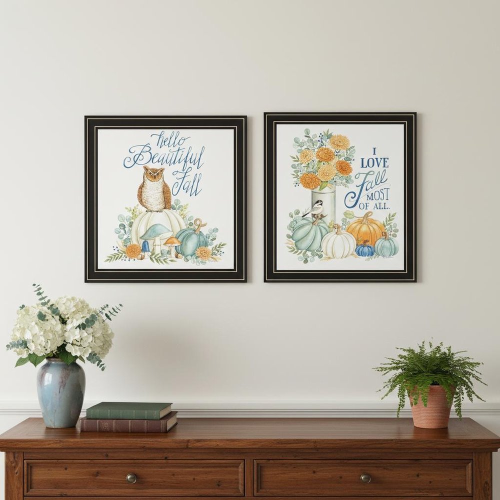 Set Of Two I Love Fall Most of All Black Framed Wall Art HomeRoots