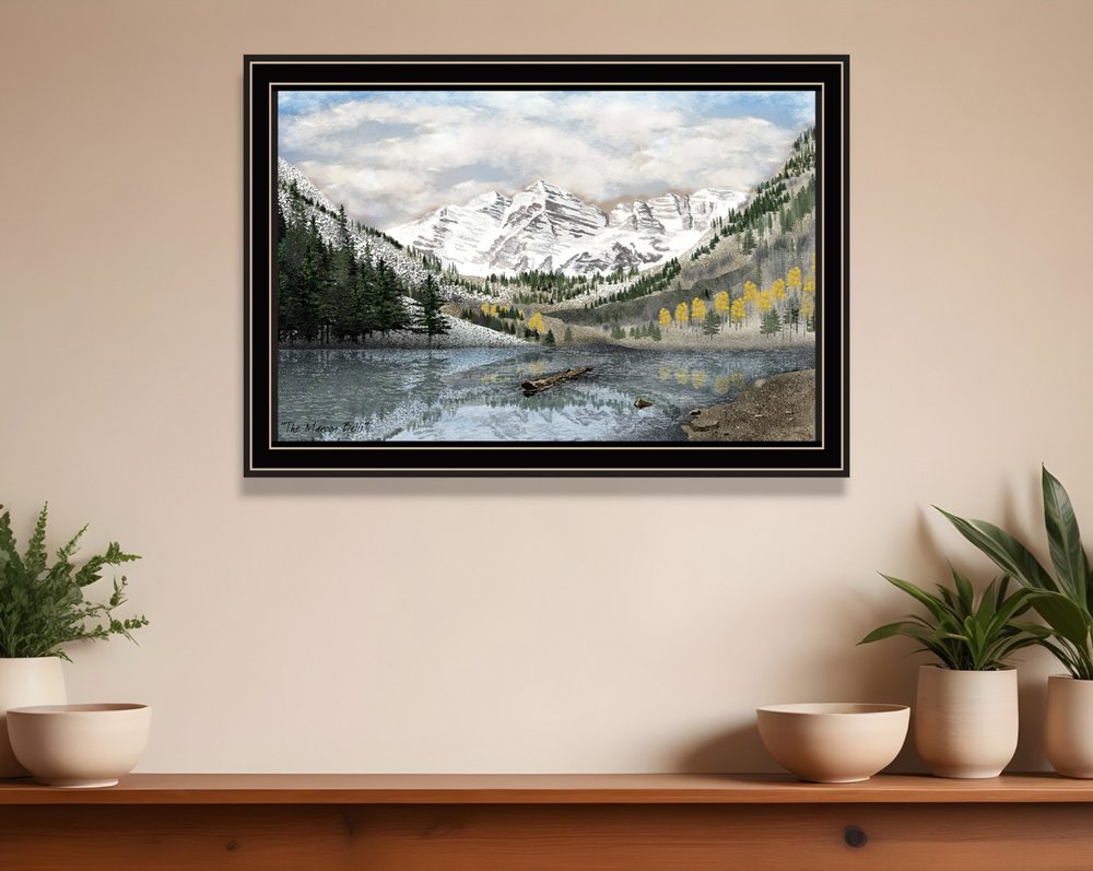 Snowy Mountain Landscape Black Framed Wall Art HomeRoots