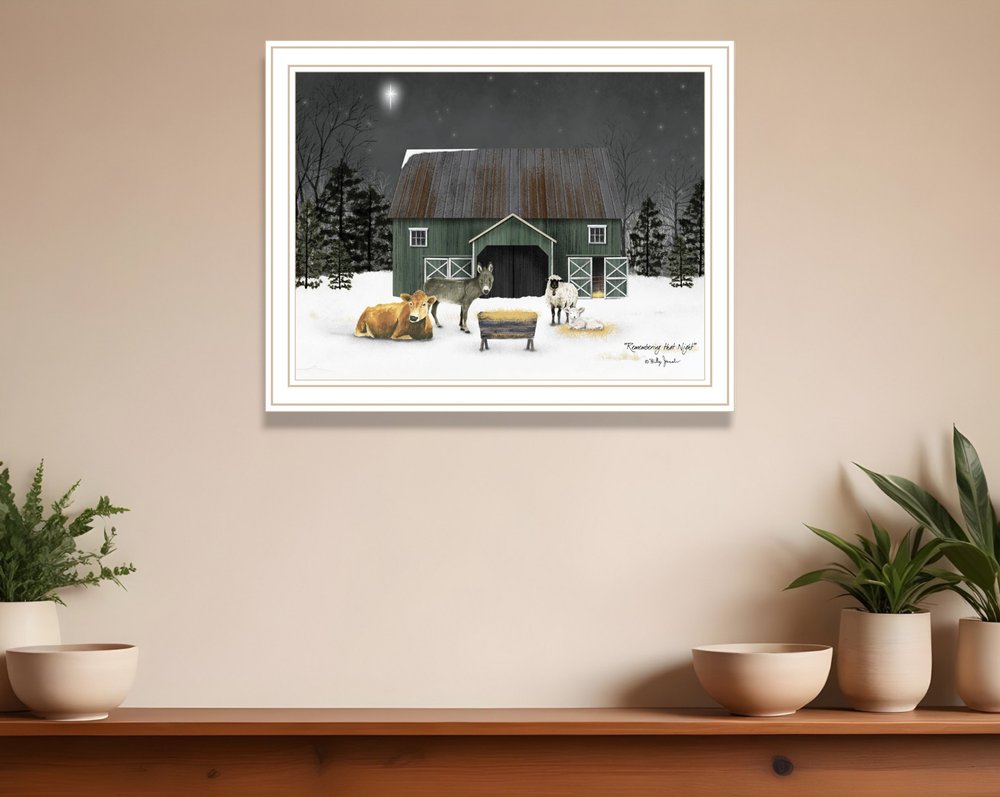 Remembering the Night Christmas Manger White Framed Wall Art HomeRoots