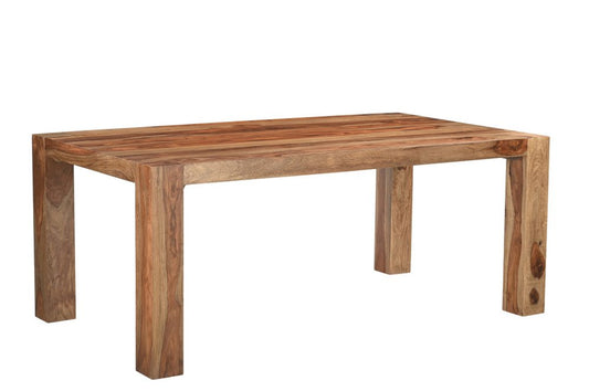 Seven Piece Brown Solid Wood Dining Set with Six Chairs HomeRoots