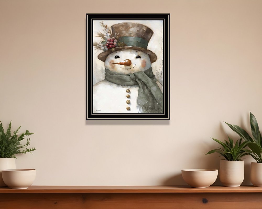 Old World Frosty The Snowman Black Framed Wall Art HomeRoots