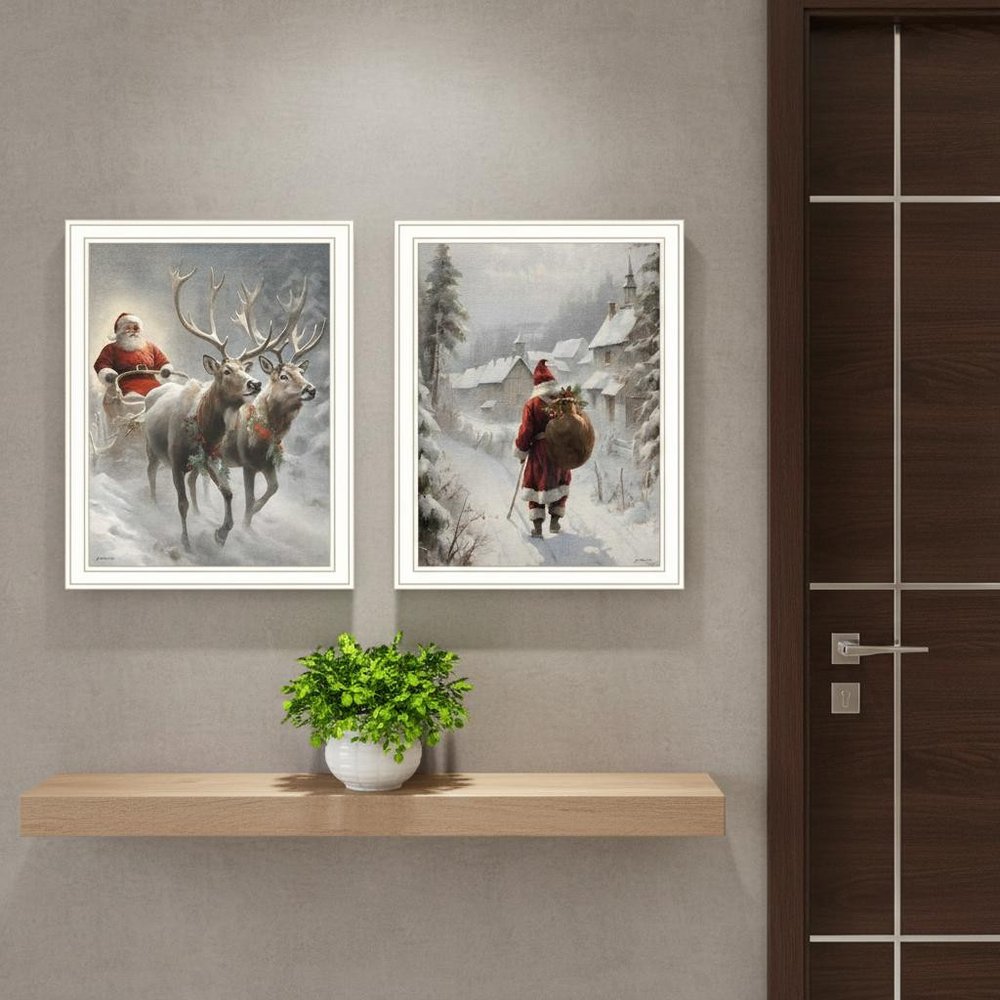 Set Of Two On The Eve of Christmas White Framed Wall Art HomeRoots