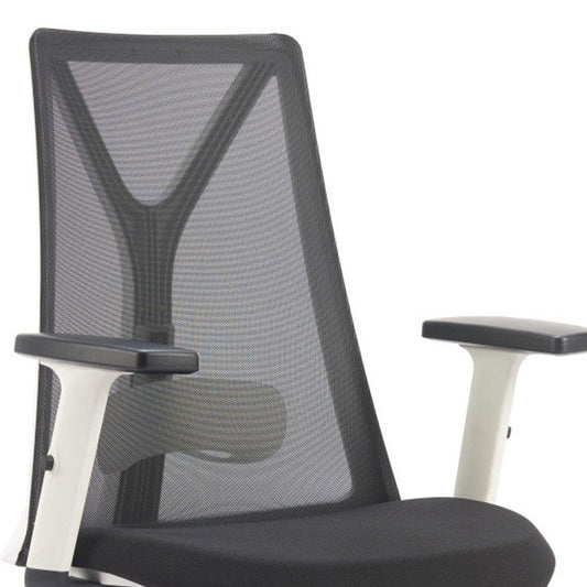 Black Silver and White Adjustable Height Swivel Rolling Office Chair HomeRoots