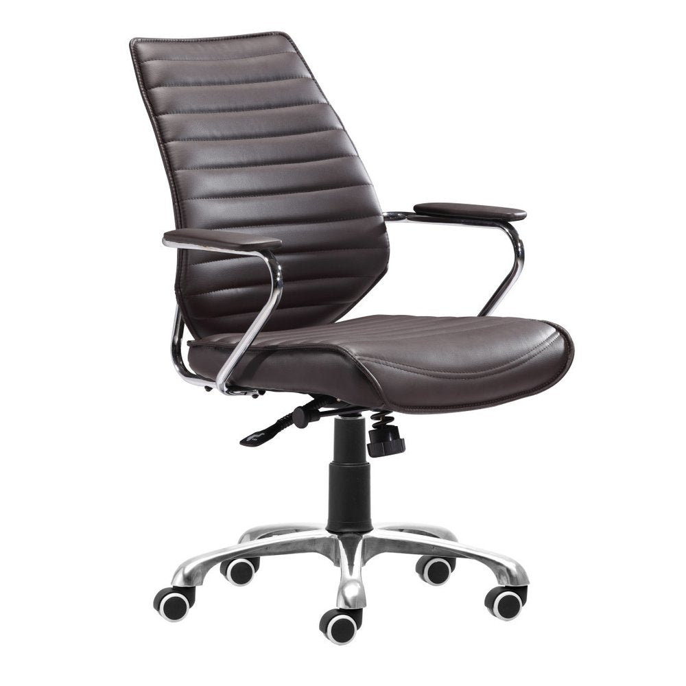 Espresso and Silver Adjustable Height Swivel Rolling Office Chair HomeRoots